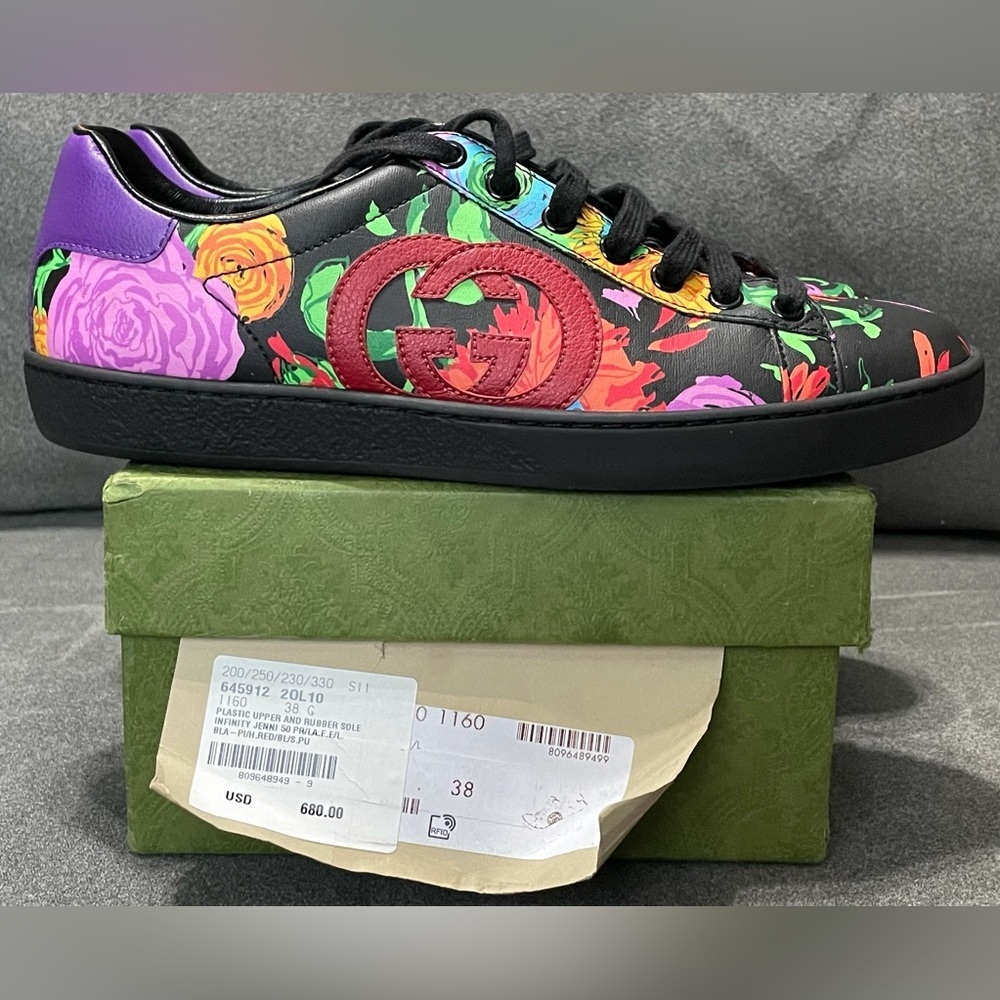 SOLD SOLD SOLD Gucci Ken Scott Ace Sneakers Infinity Jenni Black Floral Print